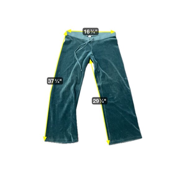 Juicy Couture Velour Straight Leg Lounge Pants Teal Sz XL Drawstring Relaxed - Picture 7 of 9